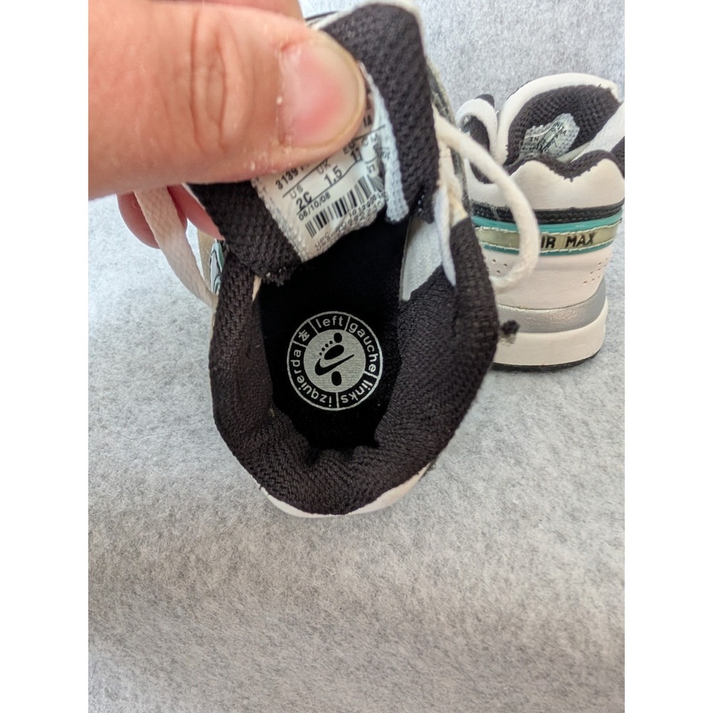 Toddler Nike Air Max Classic Bw Vintage Y2k 2009 Leather Hype 2c White Teal - Picture 7 of 16